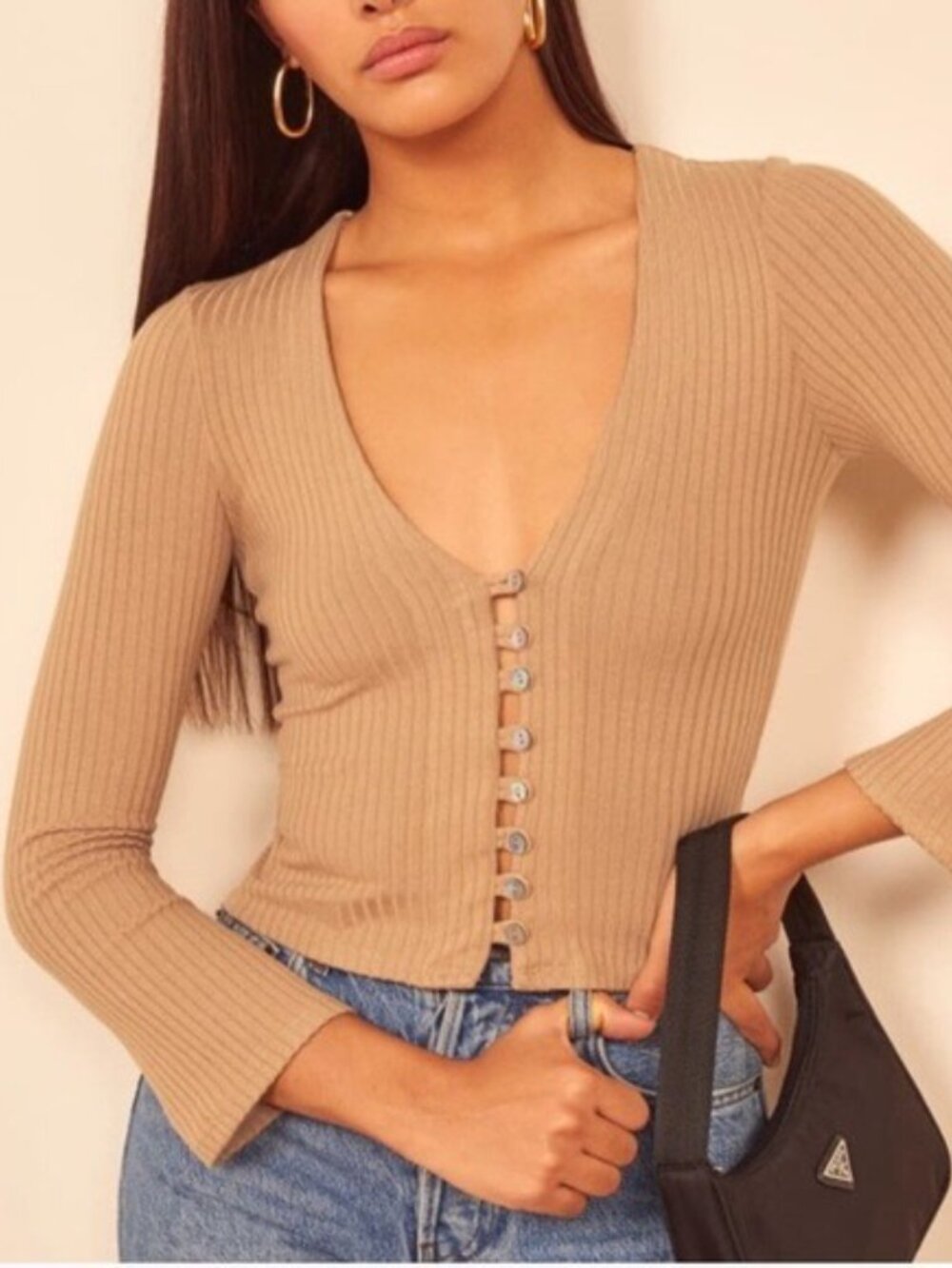 Reformation Gellar Knit Top - Buff - Size Small